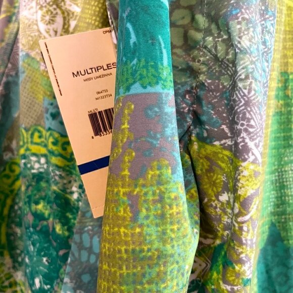 MULTIPLES MISS LIMEZINNA Multi Greens & Gray Tunic Bead & Chiffon Details NWT XL - Picture 9 of 16